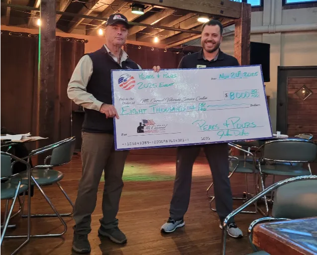 Peaks and Pours 2025 check presentation of $8,000 to <a href=